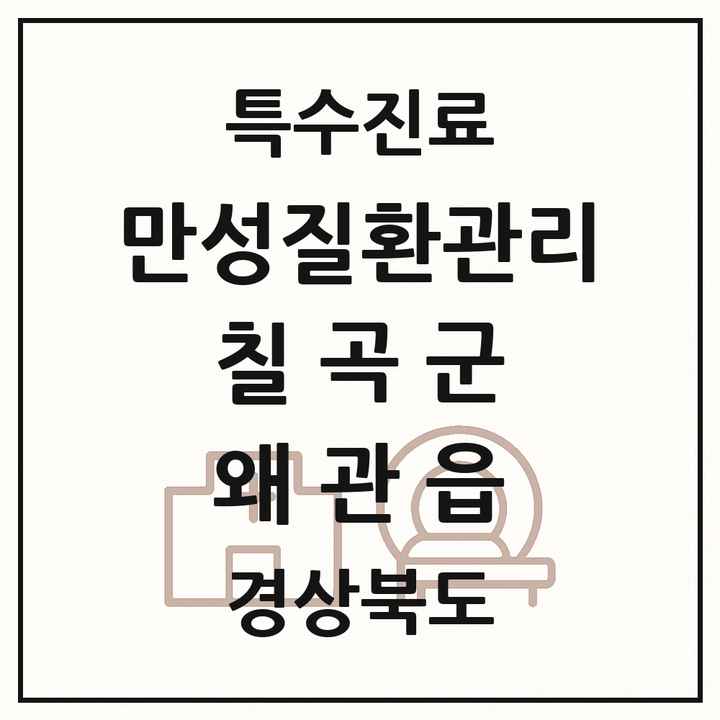 2026 경상북도 칠곡군 왜관읍 일차의료 만성질환관리 실시기관 의원·병원 목록 3곳
