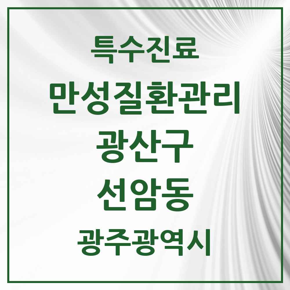 2025 광주광역시 광산구 선암동 일차의료 만성질환관리 실시기관 의원·병원 목록 1곳