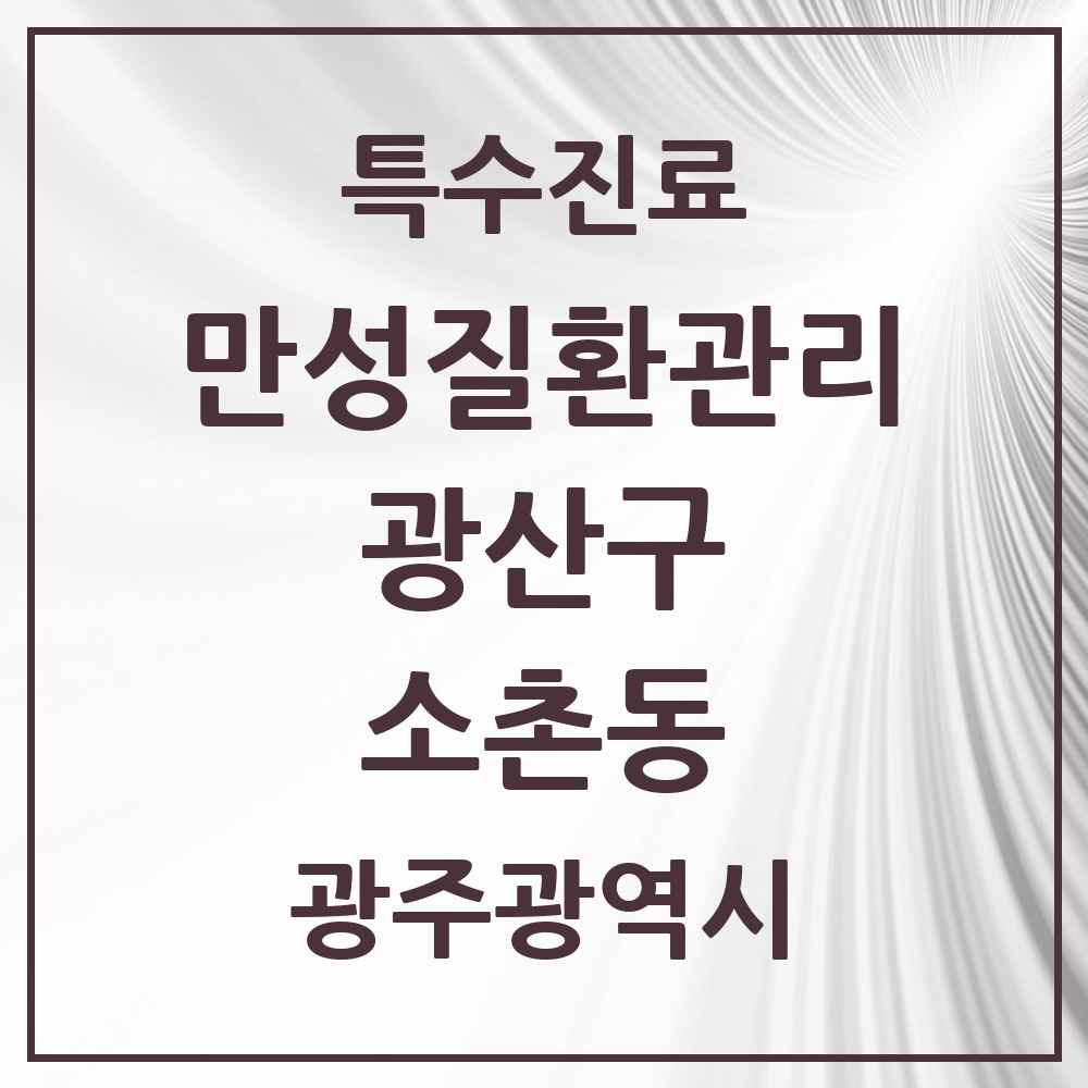 2025 광주광역시 광산구 소촌동 일차의료 만성질환관리 실시기관 의원·병원 목록 1곳