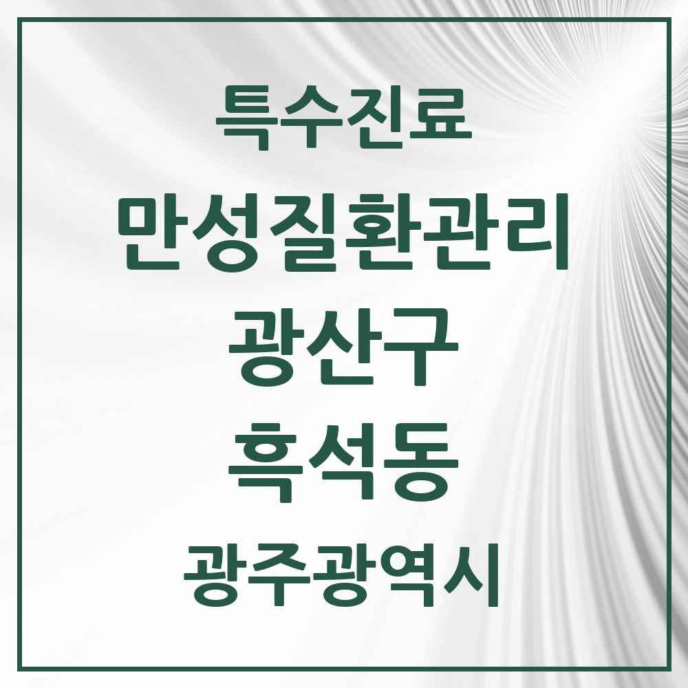 2025 광주광역시 광산구 흑석동 일차의료 만성질환관리 실시기관 의원·병원 목록 1곳