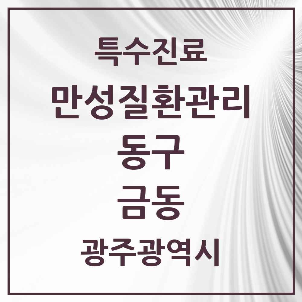 2025 광주광역시 동구 금동 일차의료 만성질환관리 실시기관 의원·병원 목록 1곳