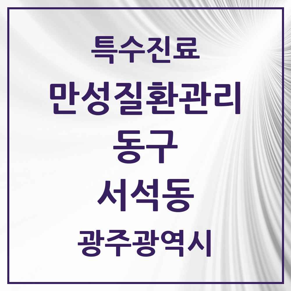 2025 광주광역시 동구 서석동 일차의료 만성질환관리 실시기관 의원·병원 목록 1곳