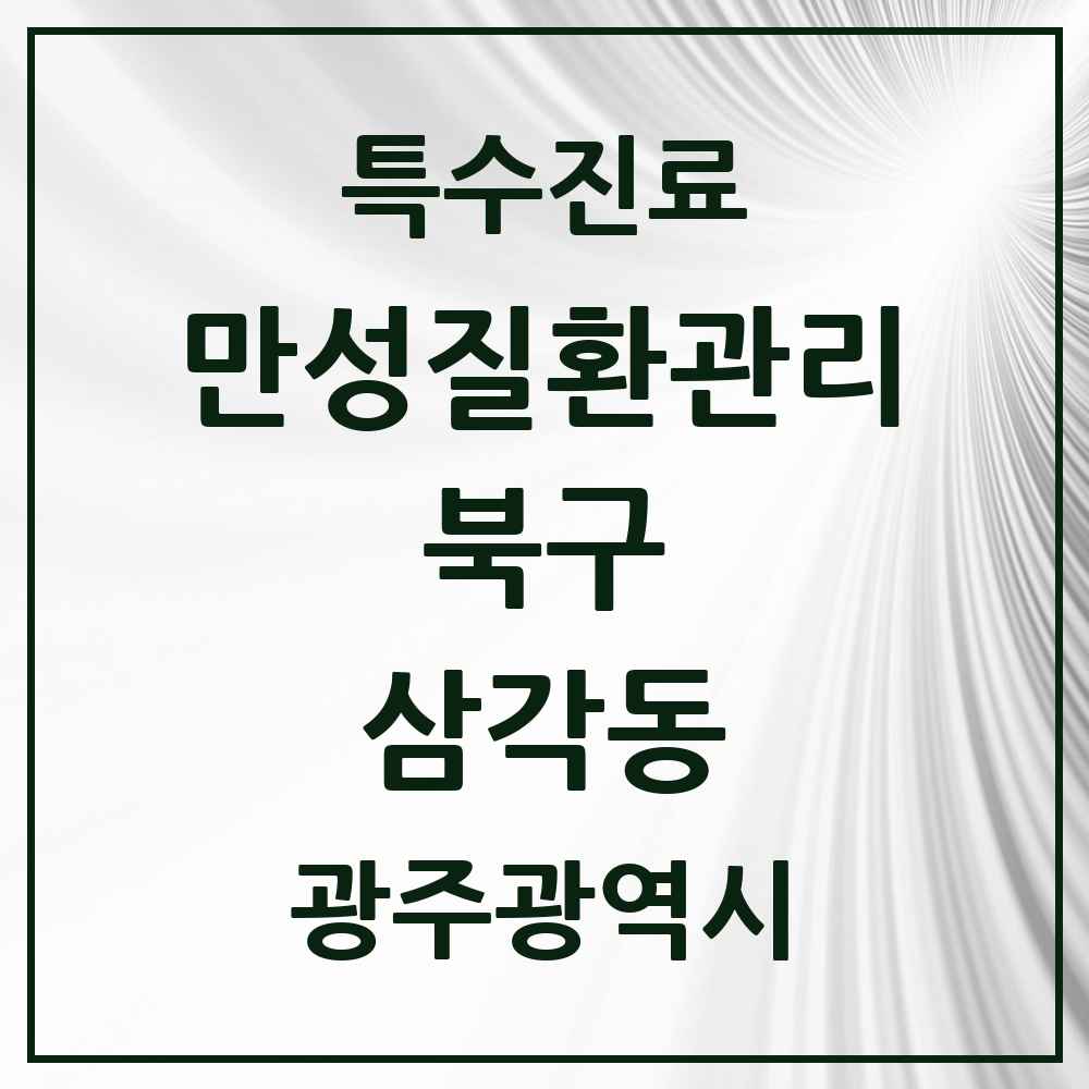 2025 광주광역시 북구 삼각동 일차의료 만성질환관리 실시기관 의원·병원 목록 1곳