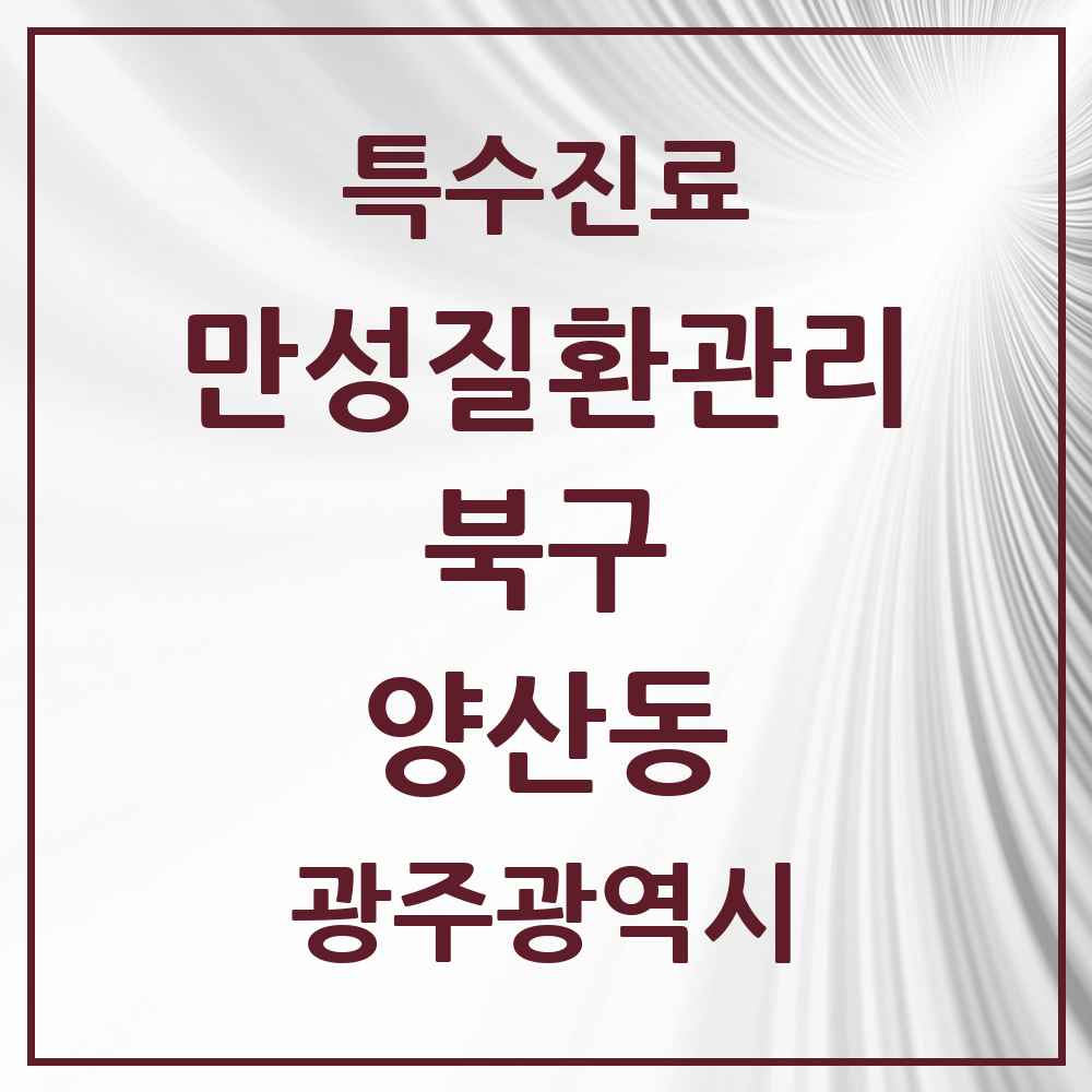 2025 광주광역시 북구 양산동 일차의료 만성질환관리 실시기관 의원·병원 목록 2곳