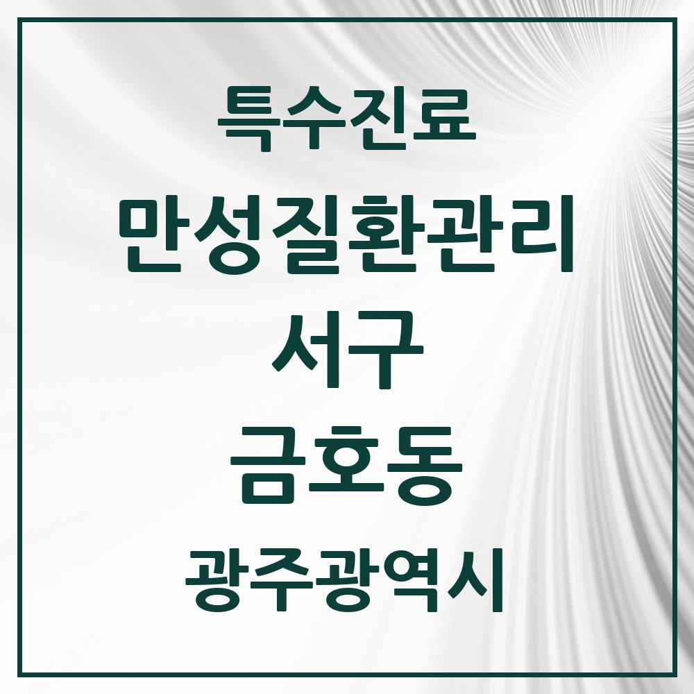 2025 광주광역시 서구 금호동 일차의료 만성질환관리 실시기관 의원·병원 목록 8곳