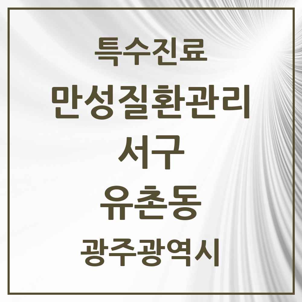 2025 광주광역시 서구 유촌동 일차의료 만성질환관리 실시기관 의원·병원 목록 2곳
