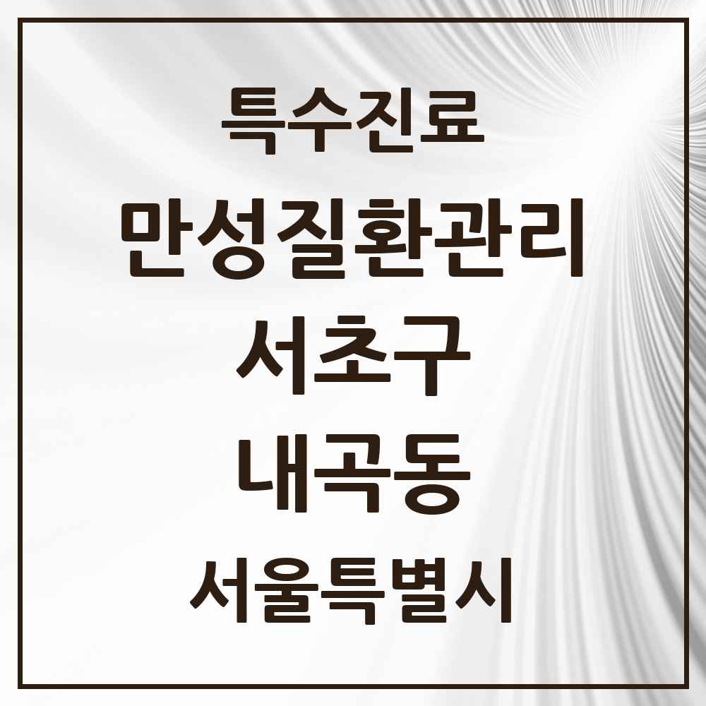 2025 서울특별시 서초구 내곡동 일차의료 만성질환관리 실시기관 의원·병원 목록 1곳