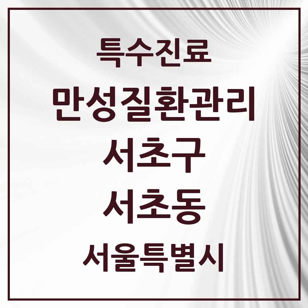 2025 서울특별시 서초구 서초동 일차의료 만성질환관리 실시기관 의원·병원 목록 12곳