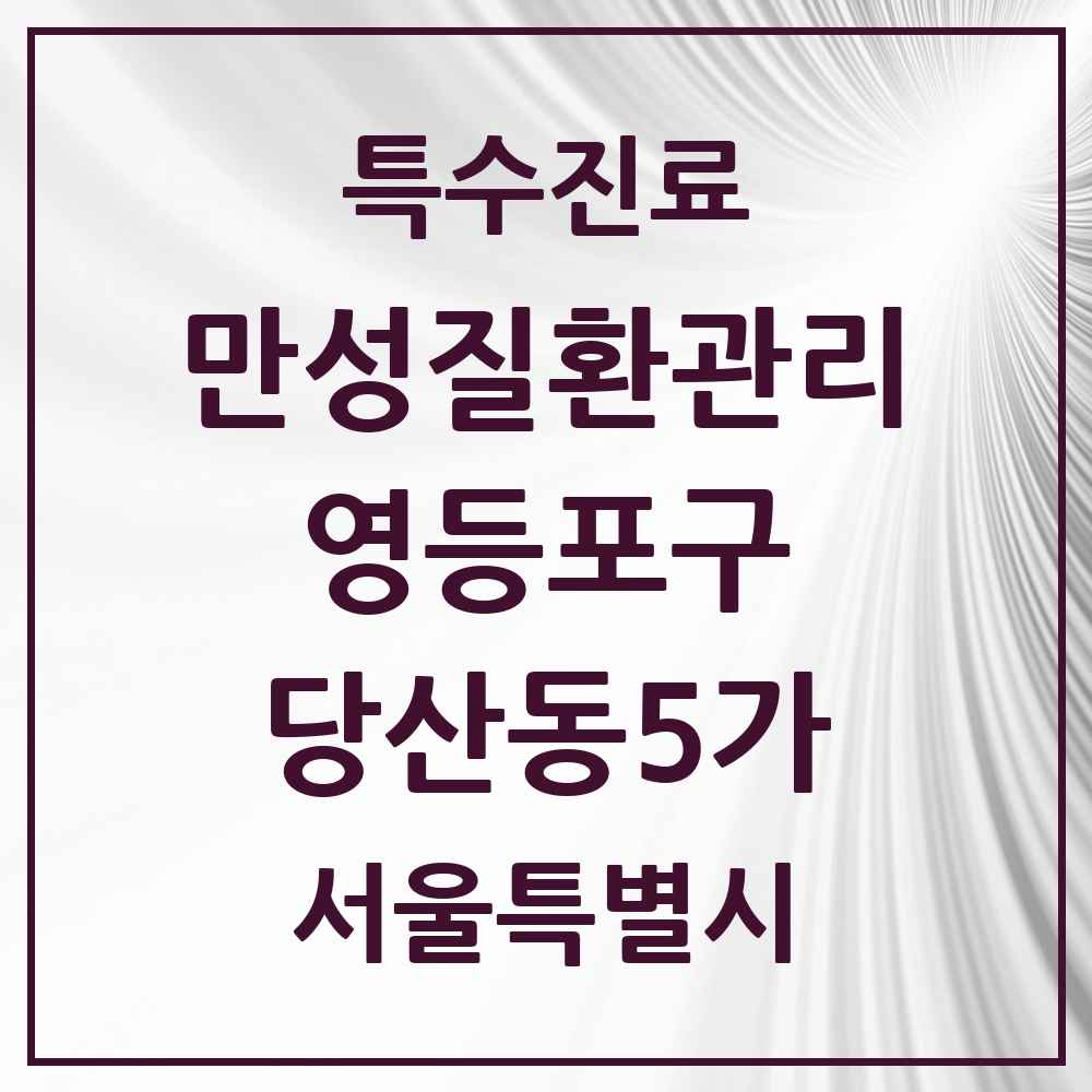 2025 서울특별시 영등포구 당산동5가 일차의료 만성질환관리 실시기관 의원·병원 목록 2곳