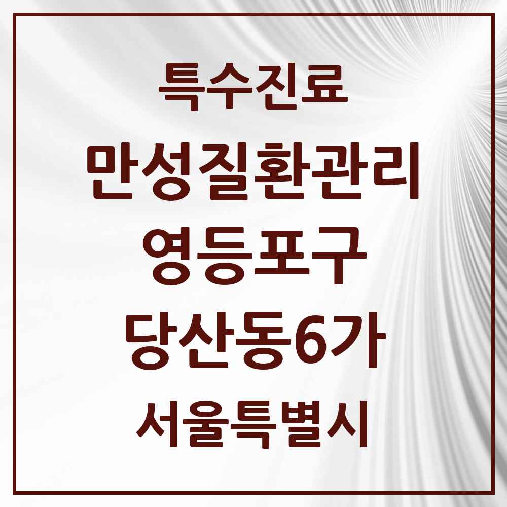 2025 서울특별시 영등포구 당산동6가 일차의료 만성질환관리 실시기관 의원·병원 목록 2곳