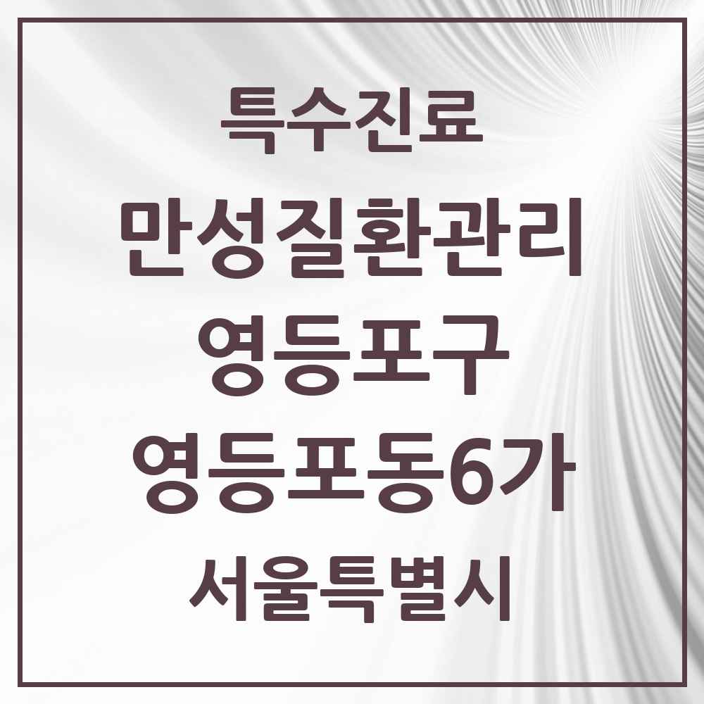 2025 서울특별시 영등포구 영등포동6가 일차의료 만성질환관리 실시기관 의원·병원 목록 1곳