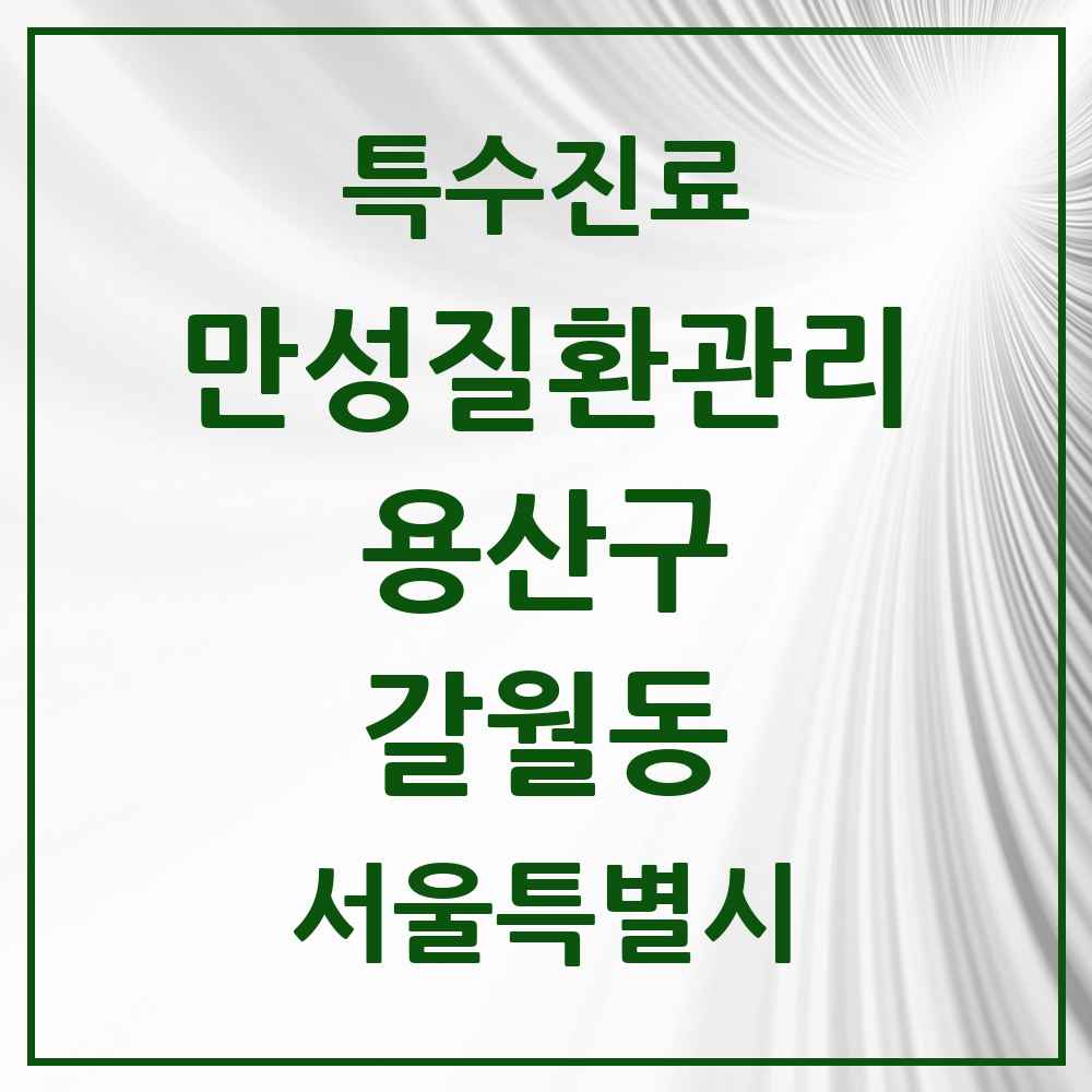 2025 서울특별시 용산구 갈월동 일차의료 만성질환관리 실시기관 의원·병원 목록 2곳