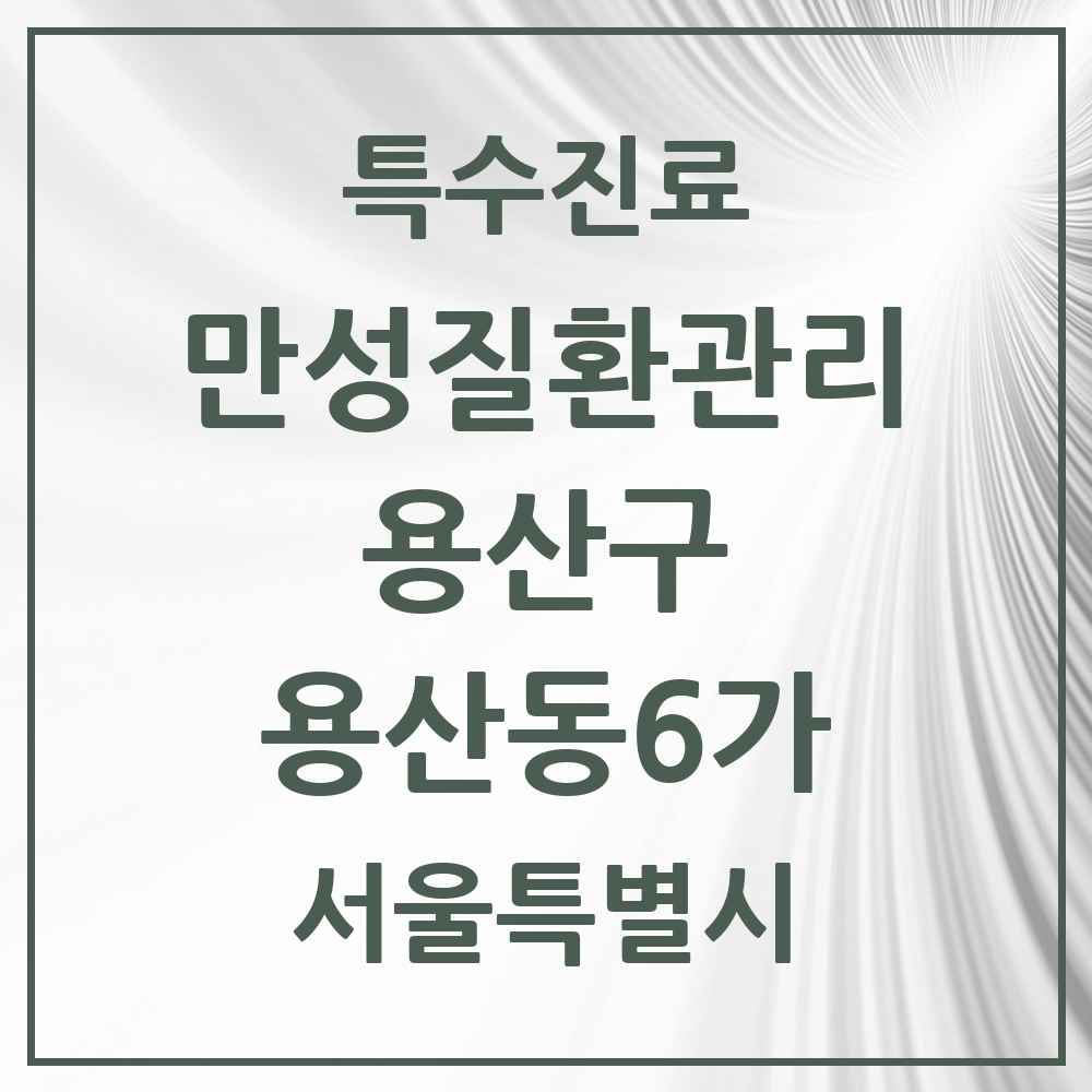 2025 서울특별시 용산구 용산동6가 일차의료 만성질환관리 실시기관 의원·병원 목록 1곳