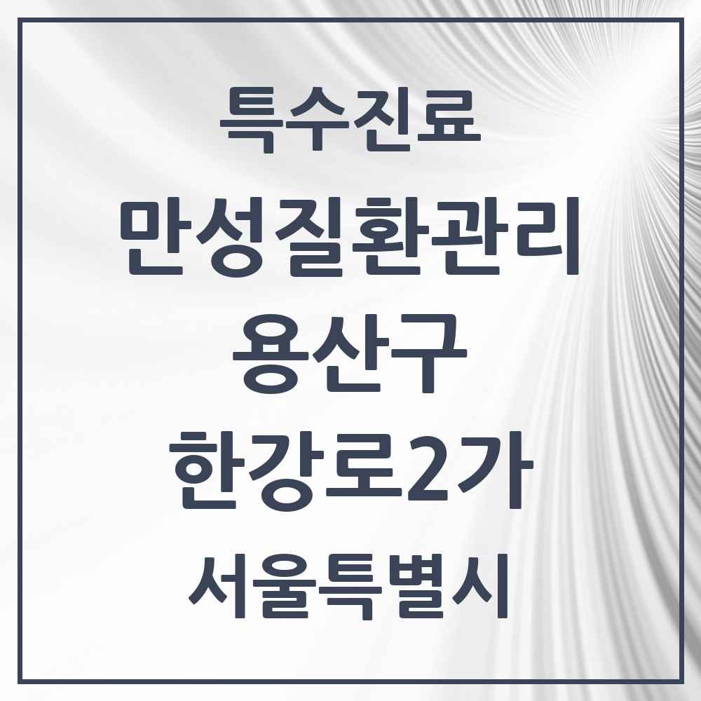 2025 서울특별시 용산구 한강로2가 일차의료 만성질환관리 실시기관 의원·병원 목록 2곳