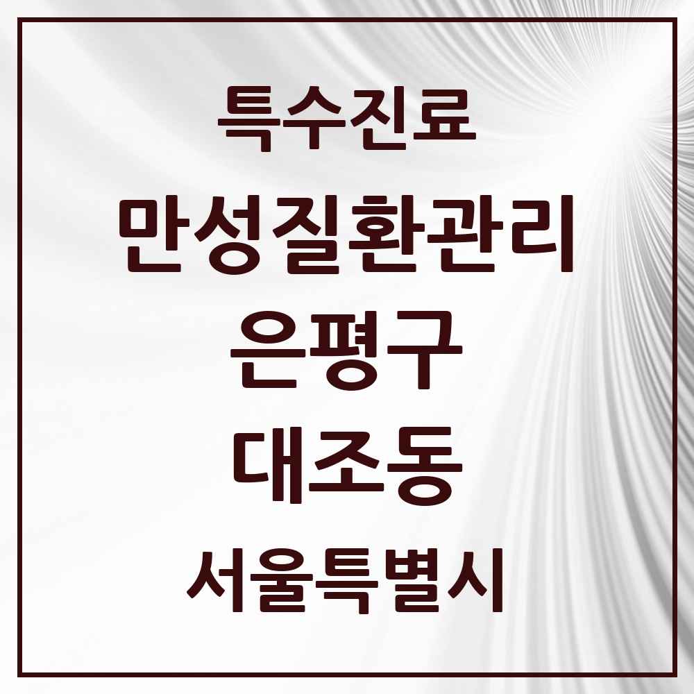 2025 서울특별시 은평구 대조동 일차의료 만성질환관리 실시기관 의원·병원 목록 12곳