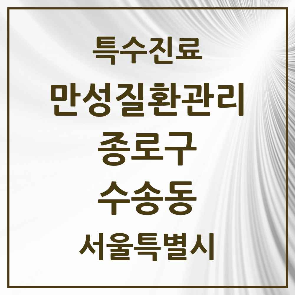 2025 서울특별시 종로구 수송동 일차의료 만성질환관리 실시기관 의원·병원 목록 1곳