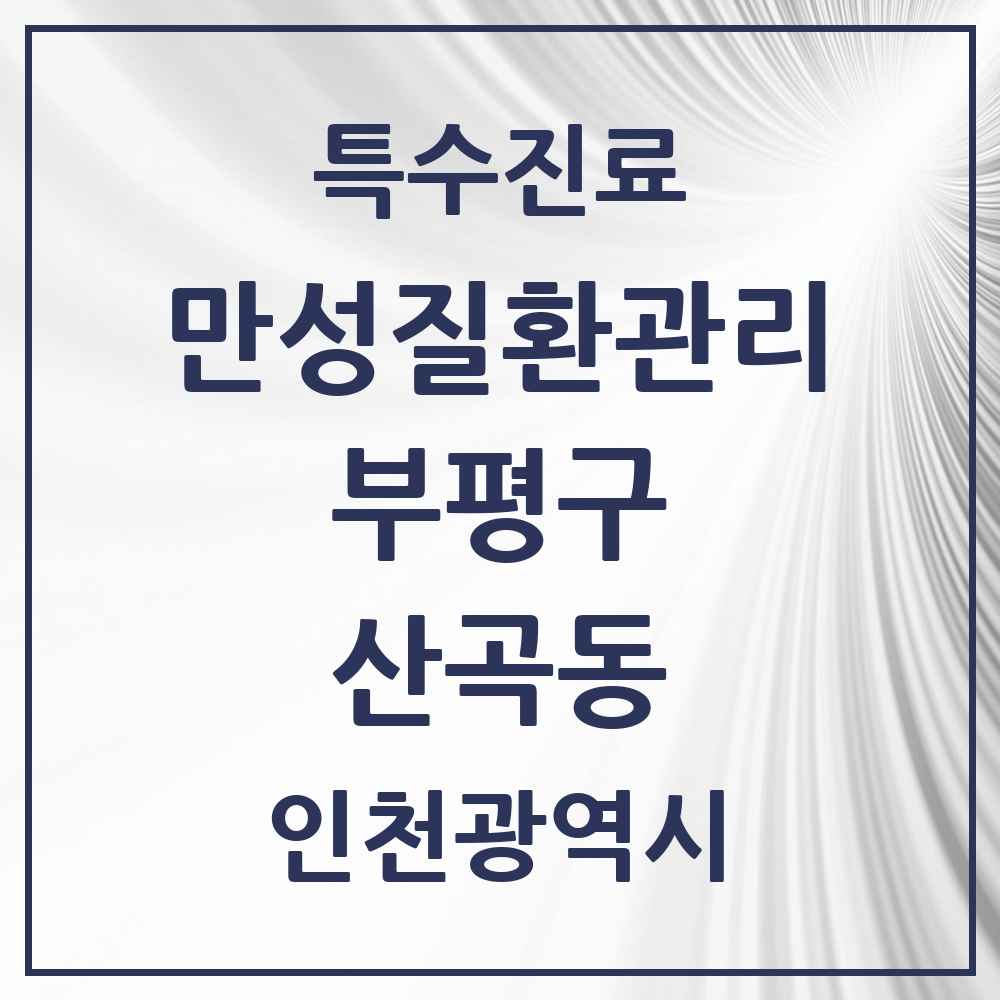 2025 인천광역시 부평구 산곡동 일차의료 만성질환관리 실시기관 의원·병원 목록 12곳