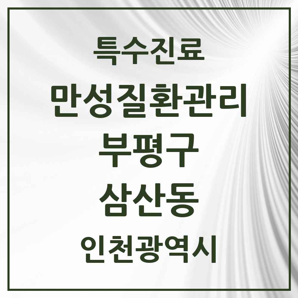 2025 인천광역시 부평구 삼산동 일차의료 만성질환관리 실시기관 의원·병원 목록 4곳