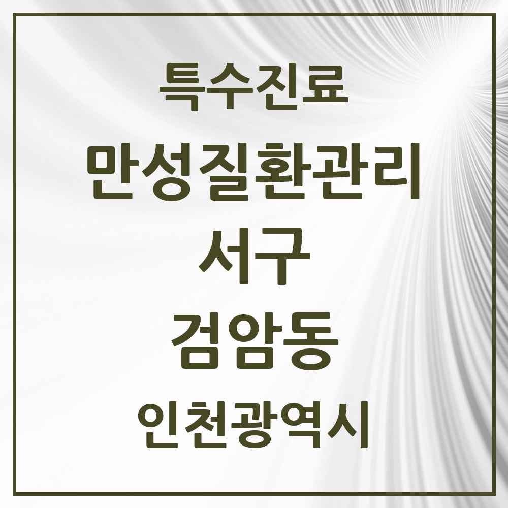2025 인천광역시 서구 검암동 일차의료 만성질환관리 실시기관 의원·병원 목록 2곳