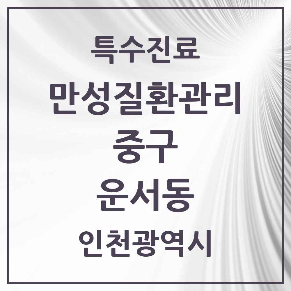 2025 인천광역시 중구 운서동 일차의료 만성질환관리 실시기관 의원·병원 목록 5곳