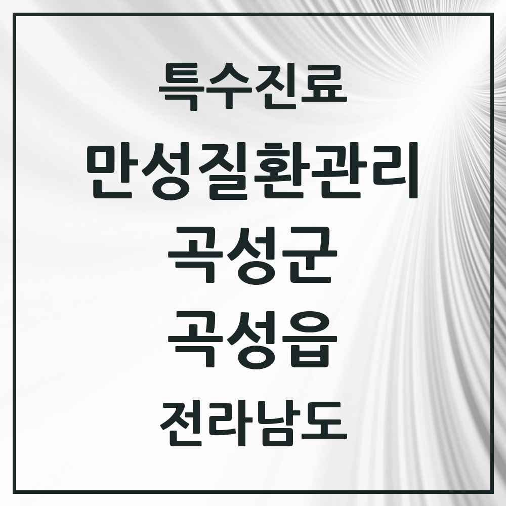 2025 전라남도 곡성군 곡성읍 일차의료 만성질환관리 실시기관 의원·병원 목록 1곳