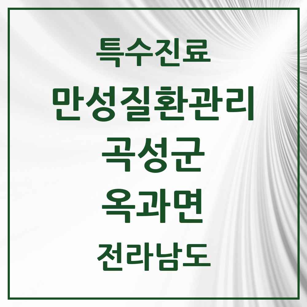 2025 전라남도 곡성군 옥과면 일차의료 만성질환관리 실시기관 의원·병원 목록 1곳