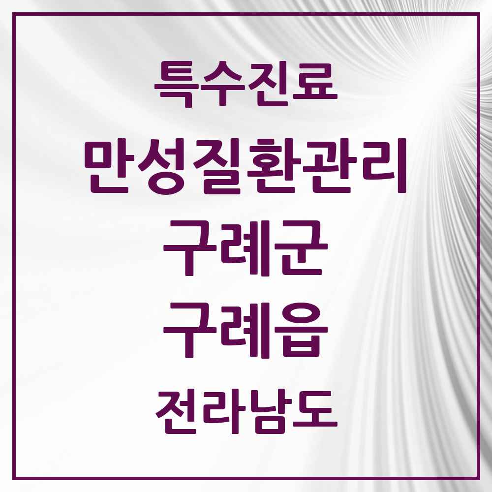 2025 전라남도 구례군 구례읍 일차의료 만성질환관리 실시기관 의원·병원 목록 1곳