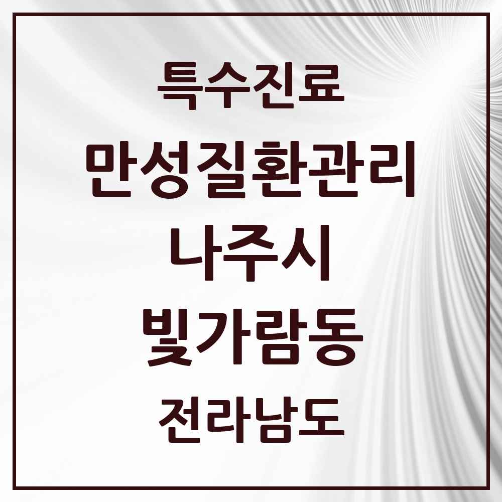 2025 전라남도 나주시 빛가람동 일차의료 만성질환관리 실시기관 의원·병원 목록 1곳