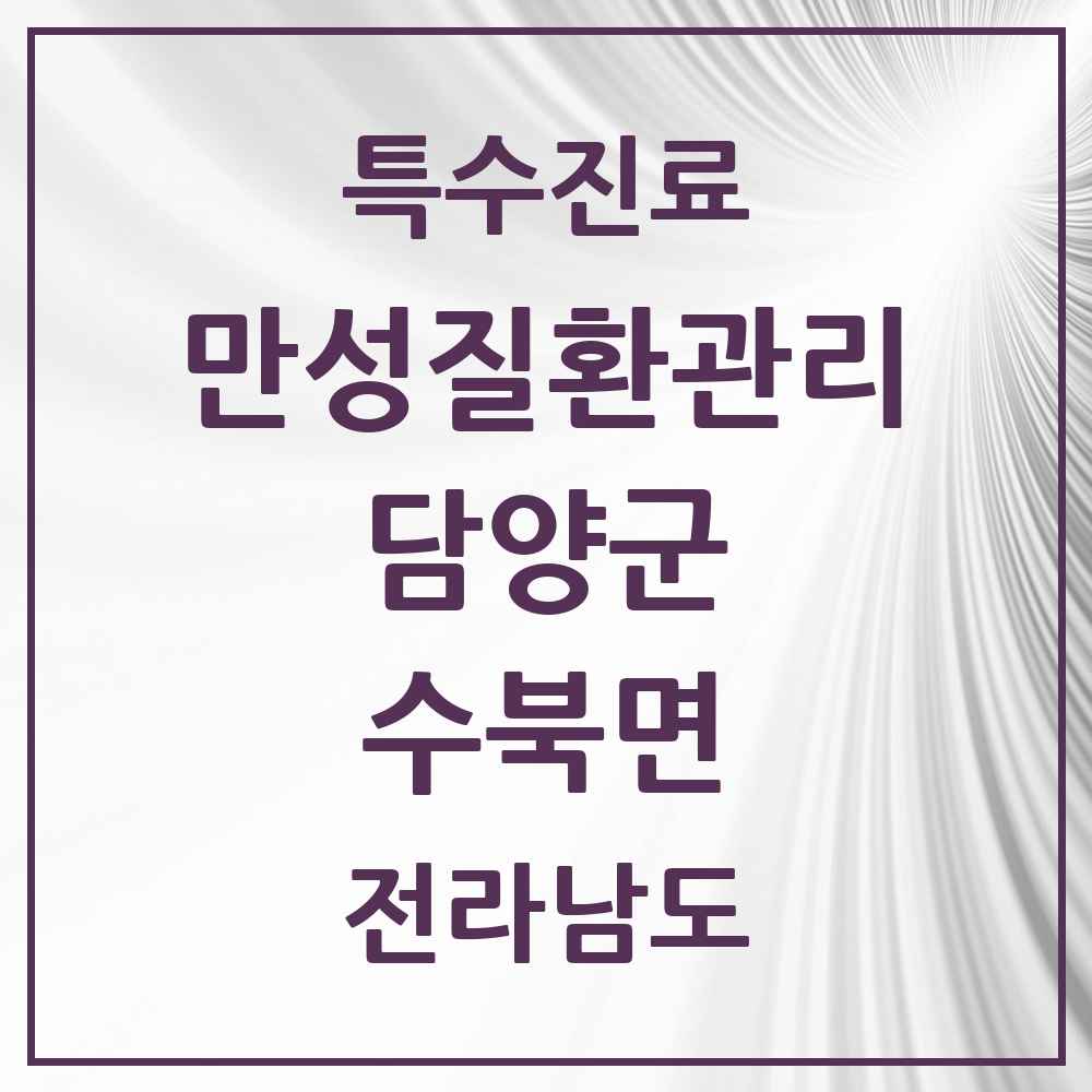 2025 전라남도 담양군 수북면 일차의료 만성질환관리 실시기관 의원·병원 목록 1곳