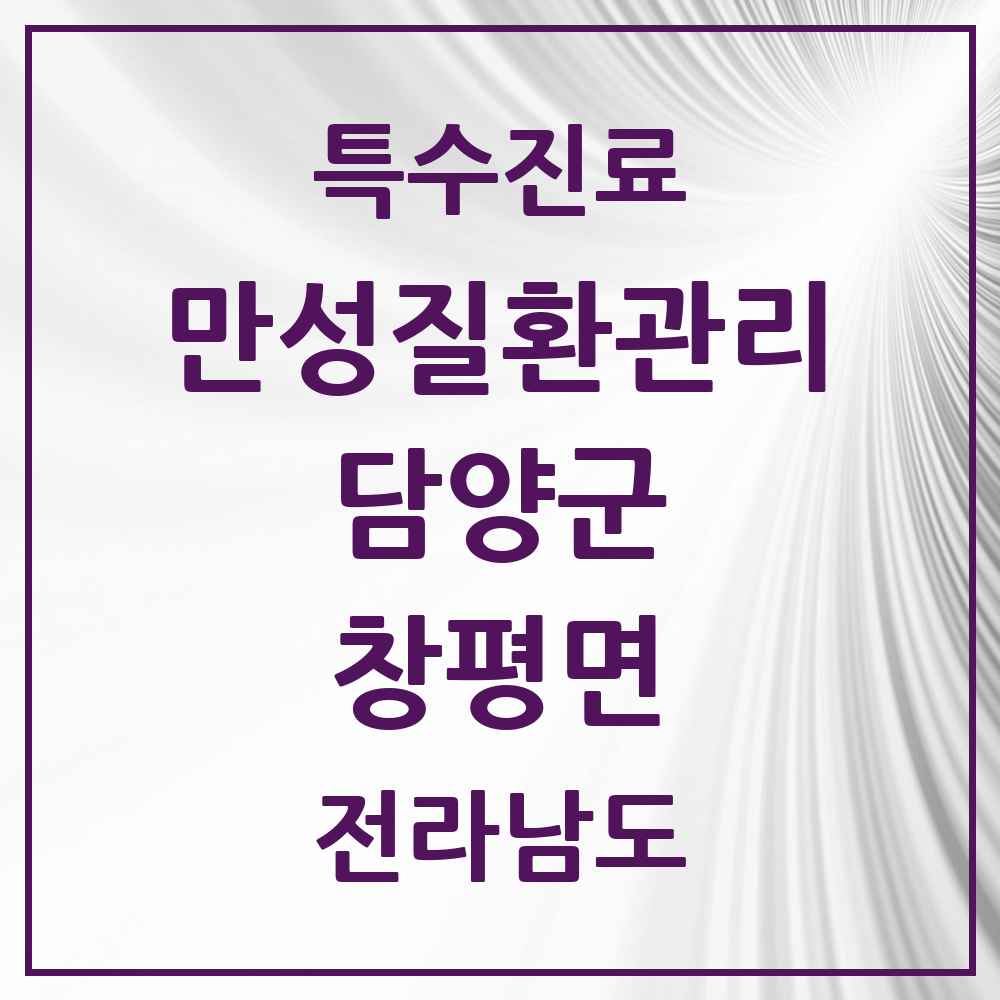 2025 전라남도 담양군 창평면 일차의료 만성질환관리 실시기관 의원·병원 목록 1곳