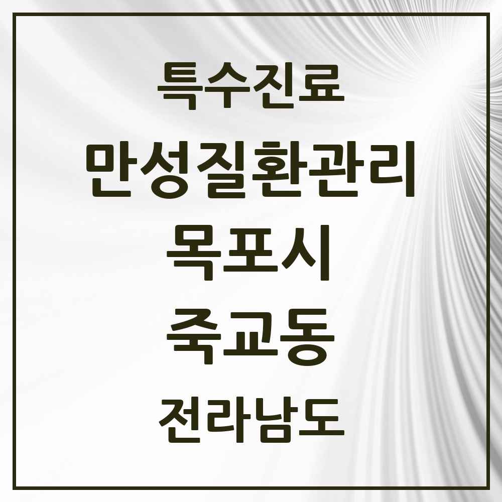 2025 전라남도 목포시 죽교동 일차의료 만성질환관리 실시기관 의원·병원 목록 1곳