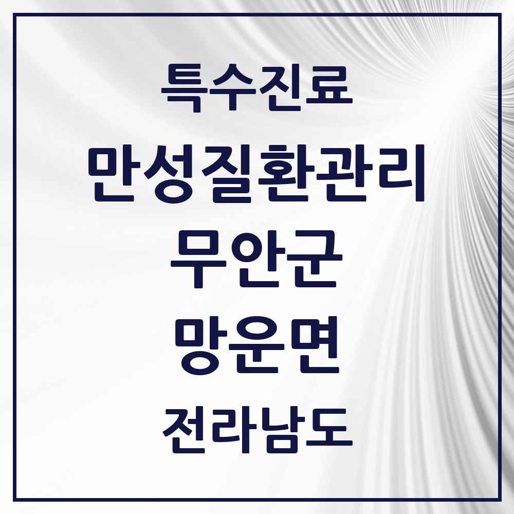 2025 전라남도 무안군 망운면 일차의료 만성질환관리 실시기관 의원·병원 목록 1곳