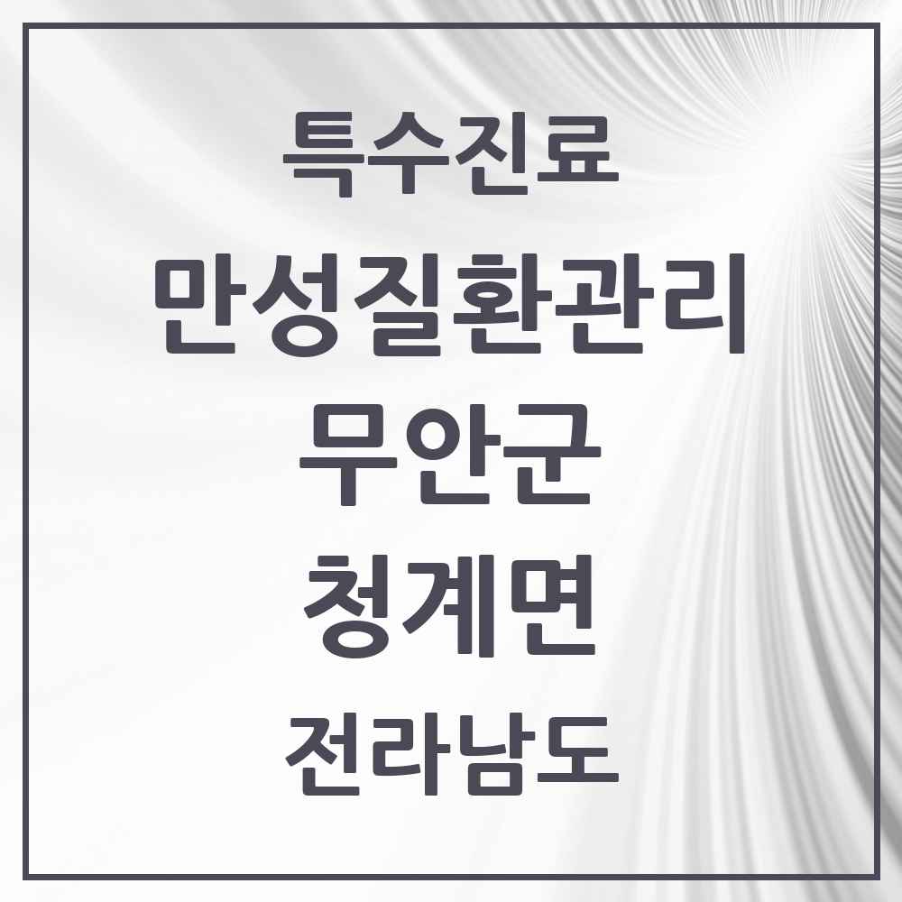 2025 전라남도 무안군 청계면 일차의료 만성질환관리 실시기관 의원·병원 목록 2곳