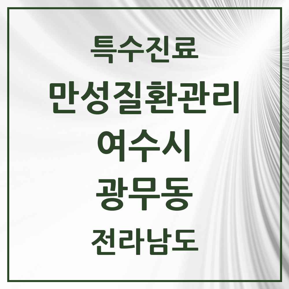 2025 전라남도 여수시 광무동 일차의료 만성질환관리 실시기관 의원·병원 목록 1곳