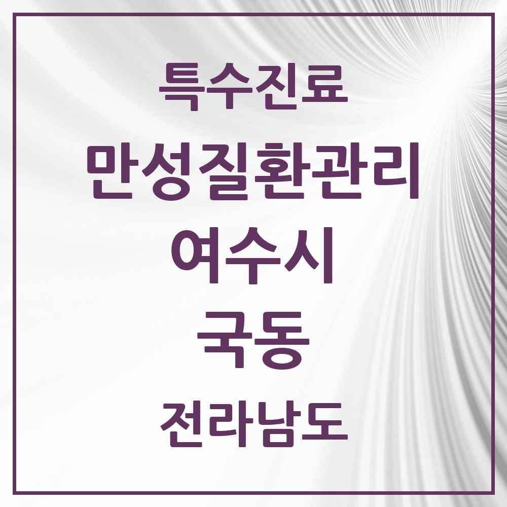 2025 전라남도 여수시 국동 일차의료 만성질환관리 실시기관 의원·병원 목록 1곳