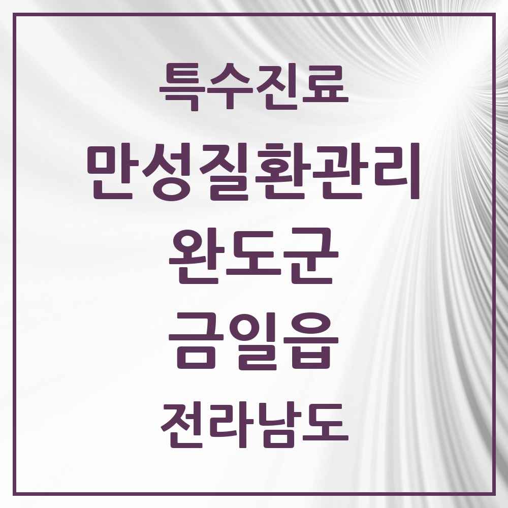 2025 전라남도 완도군 금일읍 일차의료 만성질환관리 실시기관 의원·병원 목록 2곳
