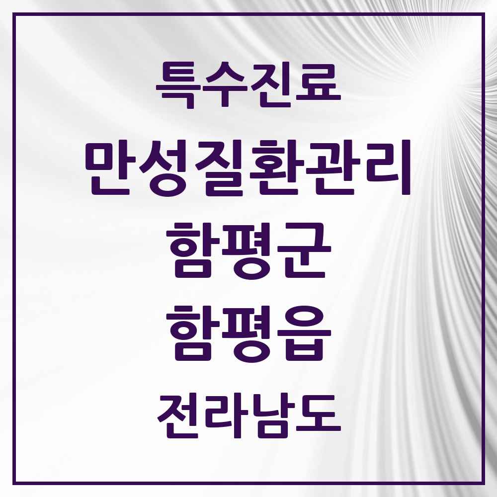 2025 전라남도 함평군 함평읍 일차의료 만성질환관리 실시기관 의원·병원 목록 2곳