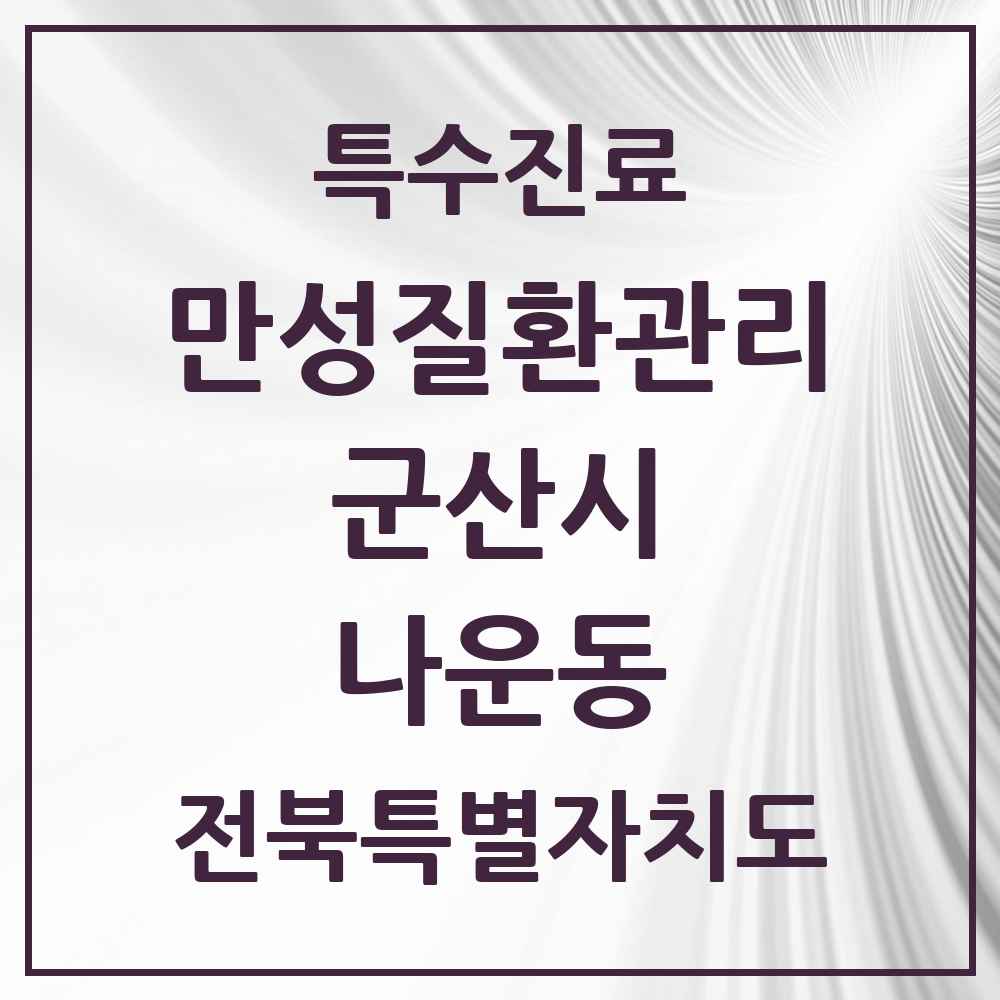 2025 전북특별자치도 군산시 나운동 일차의료 만성질환관리 실시기관 의원·병원 목록 7곳