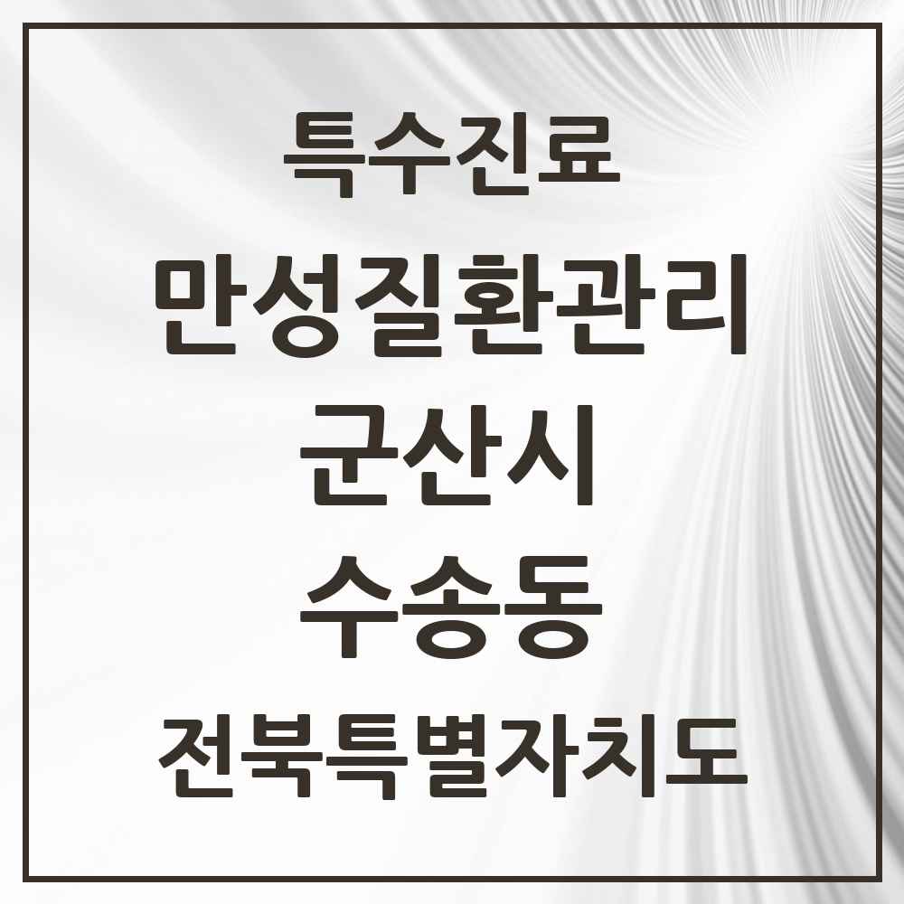2025 전북특별자치도 군산시 수송동 일차의료 만성질환관리 실시기관 의원·병원 목록 9곳