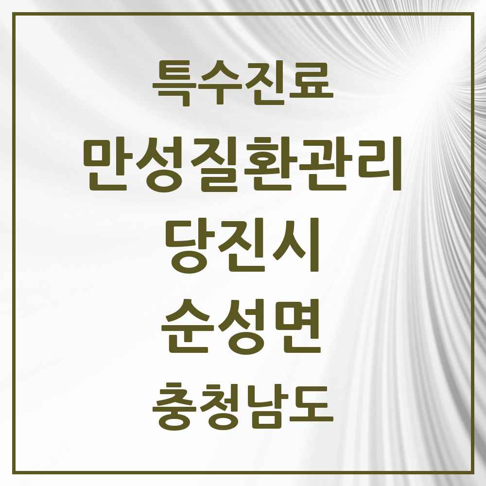 2025 충청남도 당진시 순성면 일차의료 만성질환관리 실시기관 의원·병원 목록 1곳