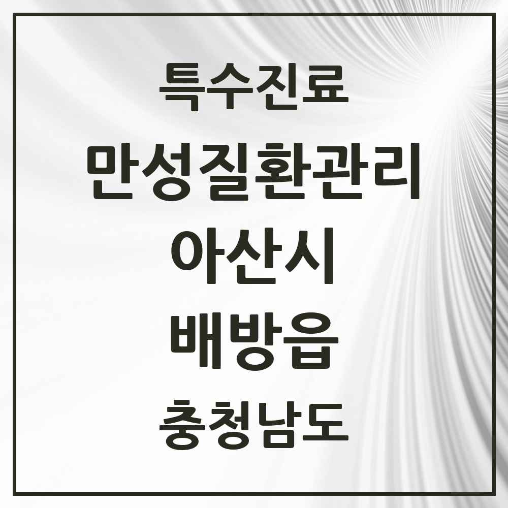 2025 충청남도 아산시 배방읍 일차의료 만성질환관리 실시기관 의원·병원 목록 2곳