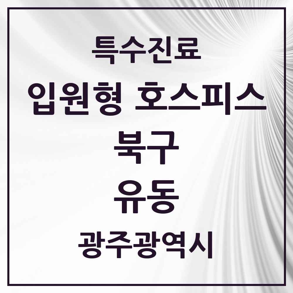 2025 광주광역시 북구 유동 입원형 호스피스 전문기관 의원·병원 목록 1곳