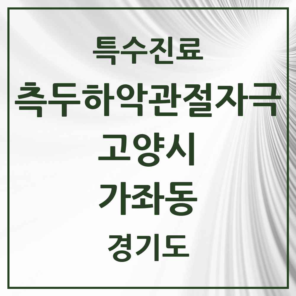 2025 경기도 고양시 가좌동 측두하악 관절자극요법 실시기관 의원·병원 목록 1곳