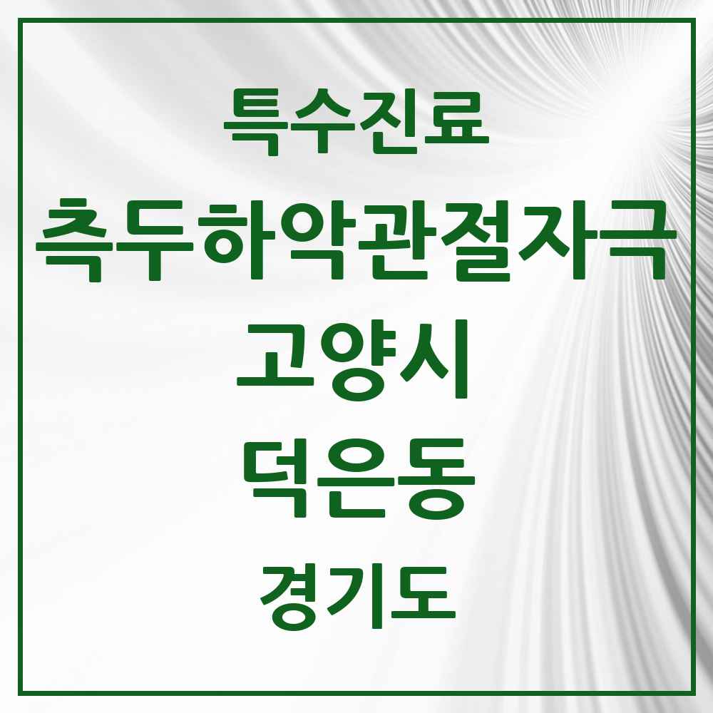 2025 경기도 고양시 덕은동 측두하악 관절자극요법 실시기관 의원·병원 목록 3곳
