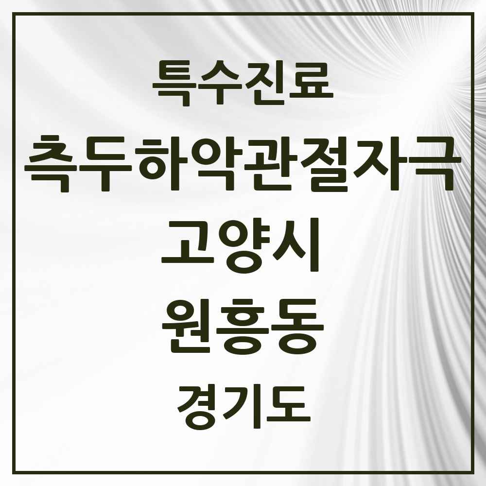 2025 경기도 고양시 원흥동 측두하악 관절자극요법 실시기관 의원·병원 목록 2곳