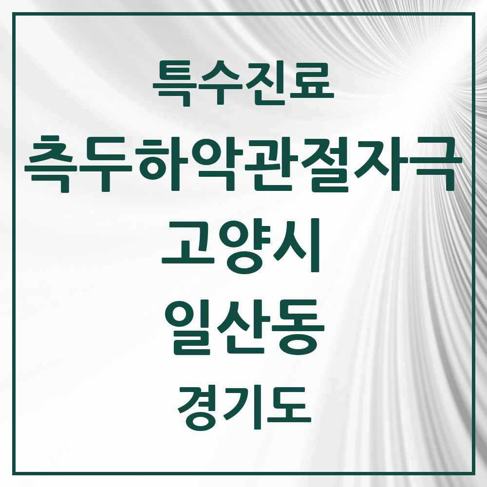 2025 경기도 고양시 일산동 측두하악 관절자극요법 실시기관 의원·병원 목록 9곳