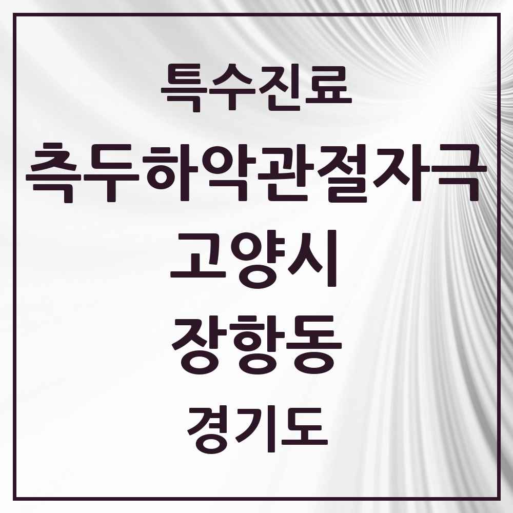 2025 경기도 고양시 장항동 측두하악 관절자극요법 실시기관 의원·병원 목록 18곳