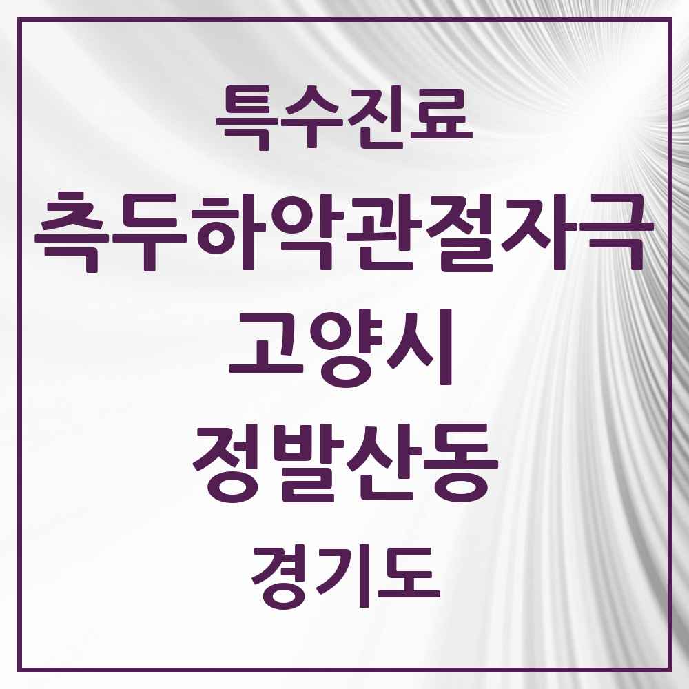 2025 경기도 고양시 정발산동 측두하악 관절자극요법 실시기관 의원·병원 목록 1곳