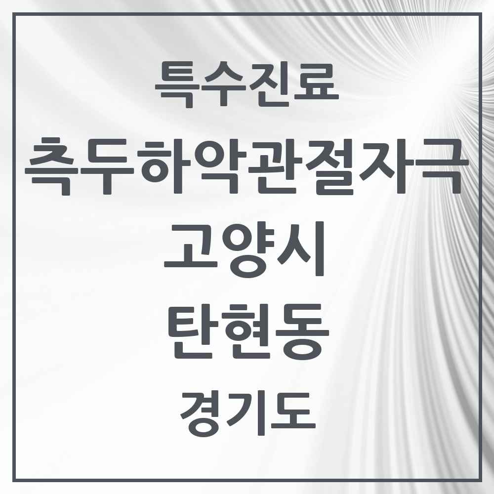 2025 경기도 고양시 탄현동 측두하악 관절자극요법 실시기관 의원·병원 목록 2곳