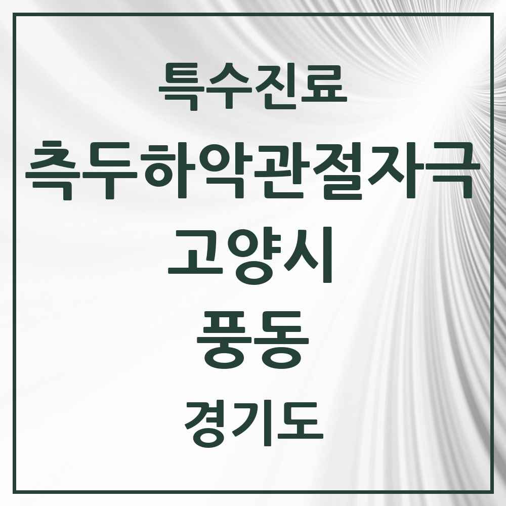 2025 경기도 고양시 풍동 측두하악 관절자극요법 실시기관 의원·병원 목록 2곳